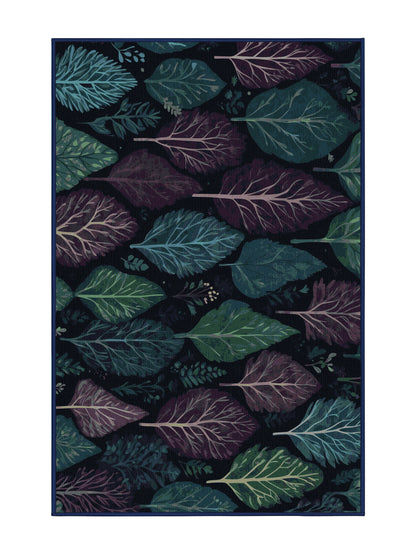 Mystic Grove Moonlit Sprigs - Premium Purple Navy Modern Area Rug | Plush & Washable Options | Rugolution Home Decor