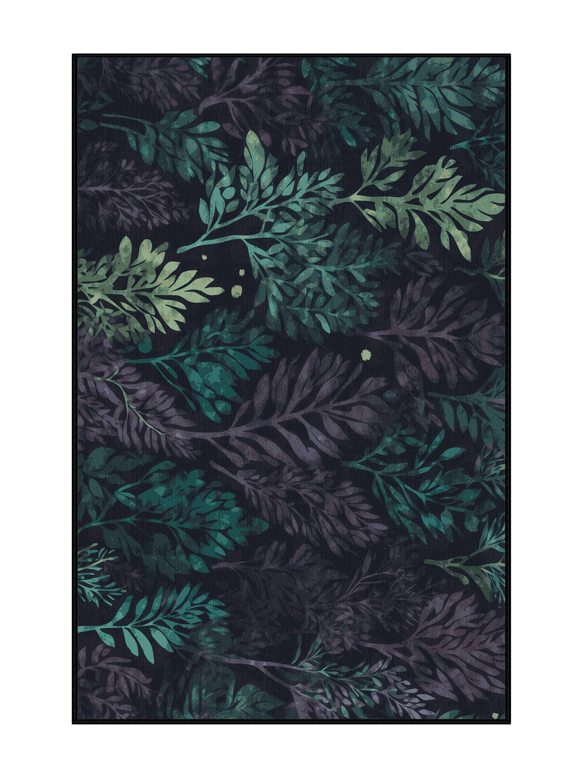 Mystic Grove Forest Aurora - Premium Charcoal Blue Modern Area Rug | Plush & Washable Options | Rugolution Home Decor