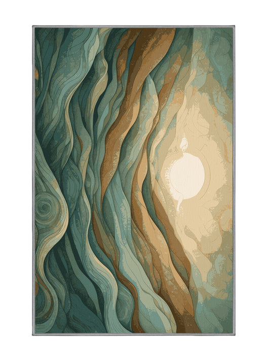 Mystical Horizons Nebula Glow - Premium Sage Green Modern Area Rug | Plush & Washable Options | Rugolution Home Decor