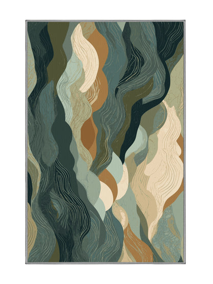 Mystical Horizons Velvet Reflections - Premium Sage Green Modern Area Rug | Plush & Washable Options | Rugolution Home Decor