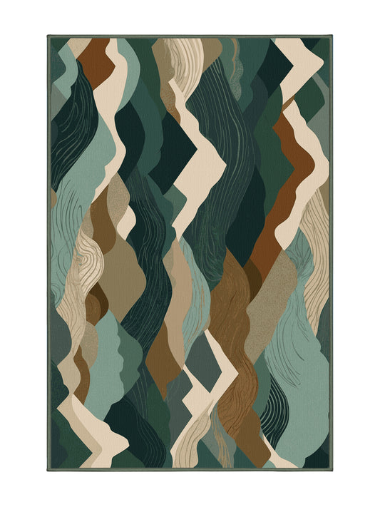 Mystical Horizons Dream Valley - Premium Hazel Green Modern Area Rug | Plush & Washable Options | Rugolution Home Decor