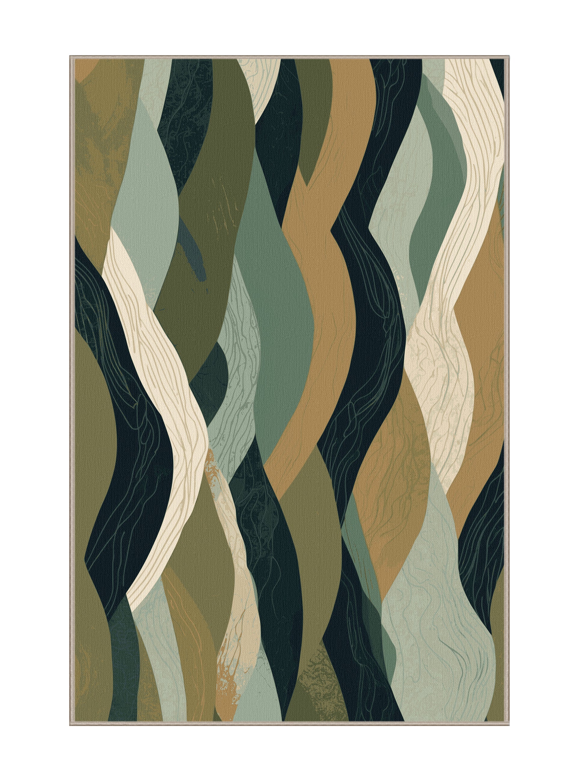 Mystical Horizons Celestial Streams - Premium Khaki Green Modern Area Rug | Plush & Washable Options | Rugolution Home Decor