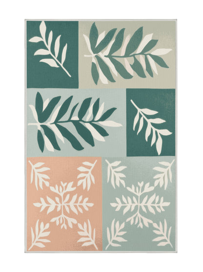 Natures Haven Leafy Retreat - Premium Ash White Modern Area Rug | Plush & Washable Options | Rugolution Home Decor