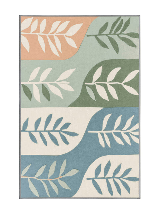 Natures Haven Soft Bloom - Premium Grayish Turquoise Modern Area Rug | Plush & Washable Options | Rugolution Home Decor