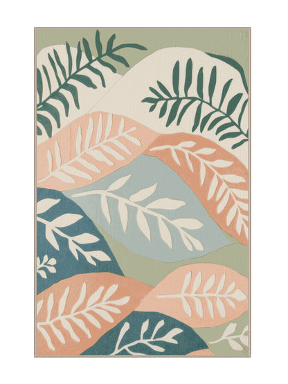 Natures Haven Wildflower Waltz - Premium Desert Sand Modern Area Rug | Plush & Washable Options | Rugolution Home Decor