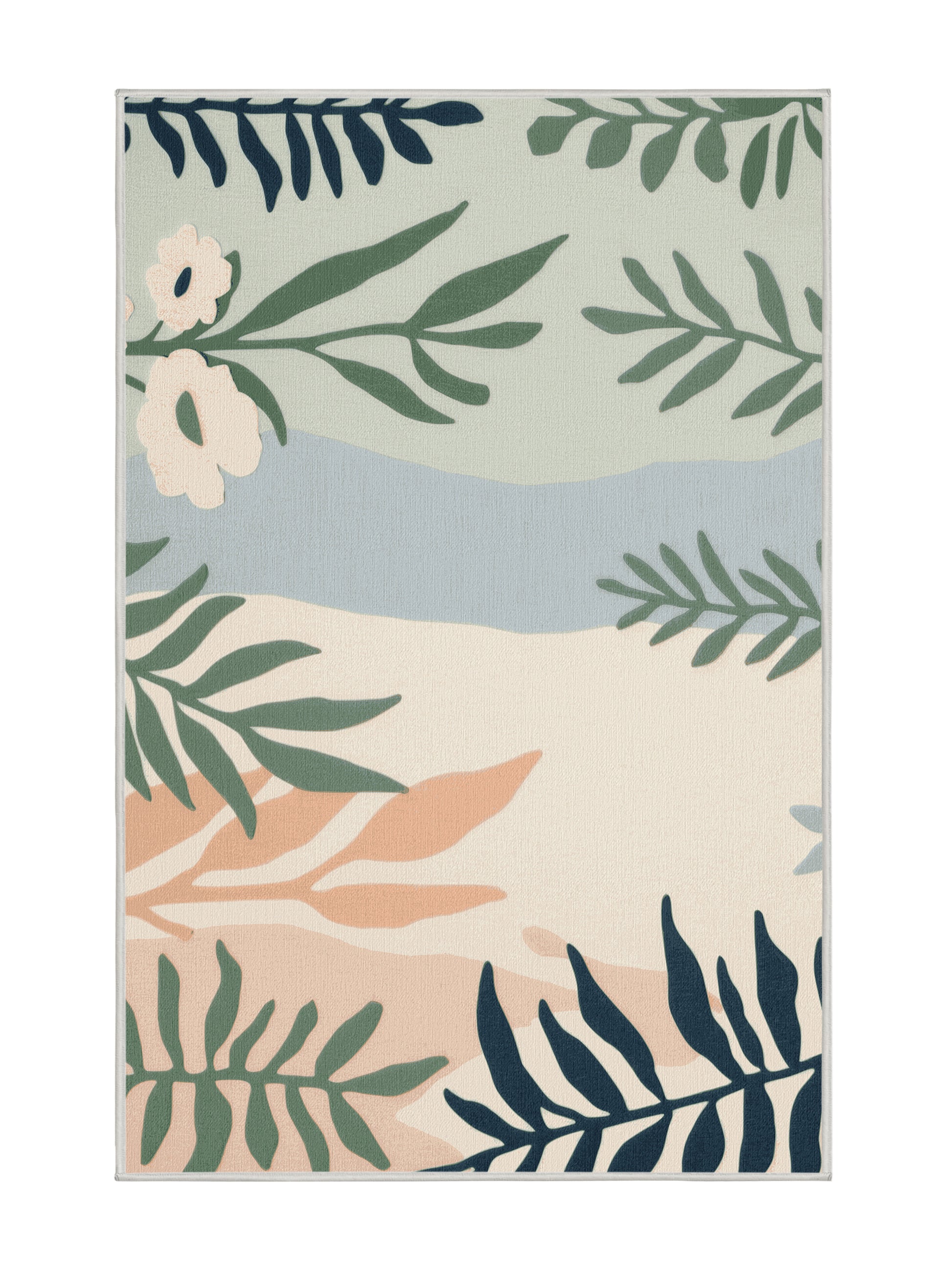 Natures Haven Fern's Journey - Premium White Chocolate Modern Area Rug | Plush & Washable Options | Rugolution Home Decor