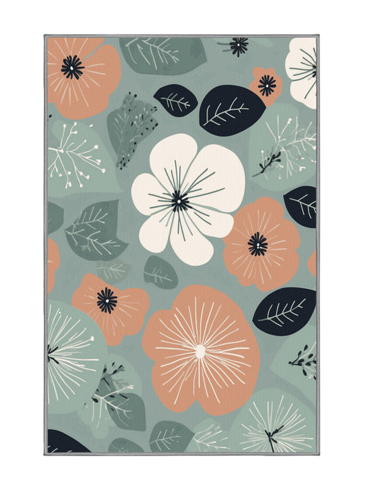 Natures Haven Floral Echo - Premium Gray Cloud Modern Area Rug | Plush & Washable Options | Rugolution Home Decor