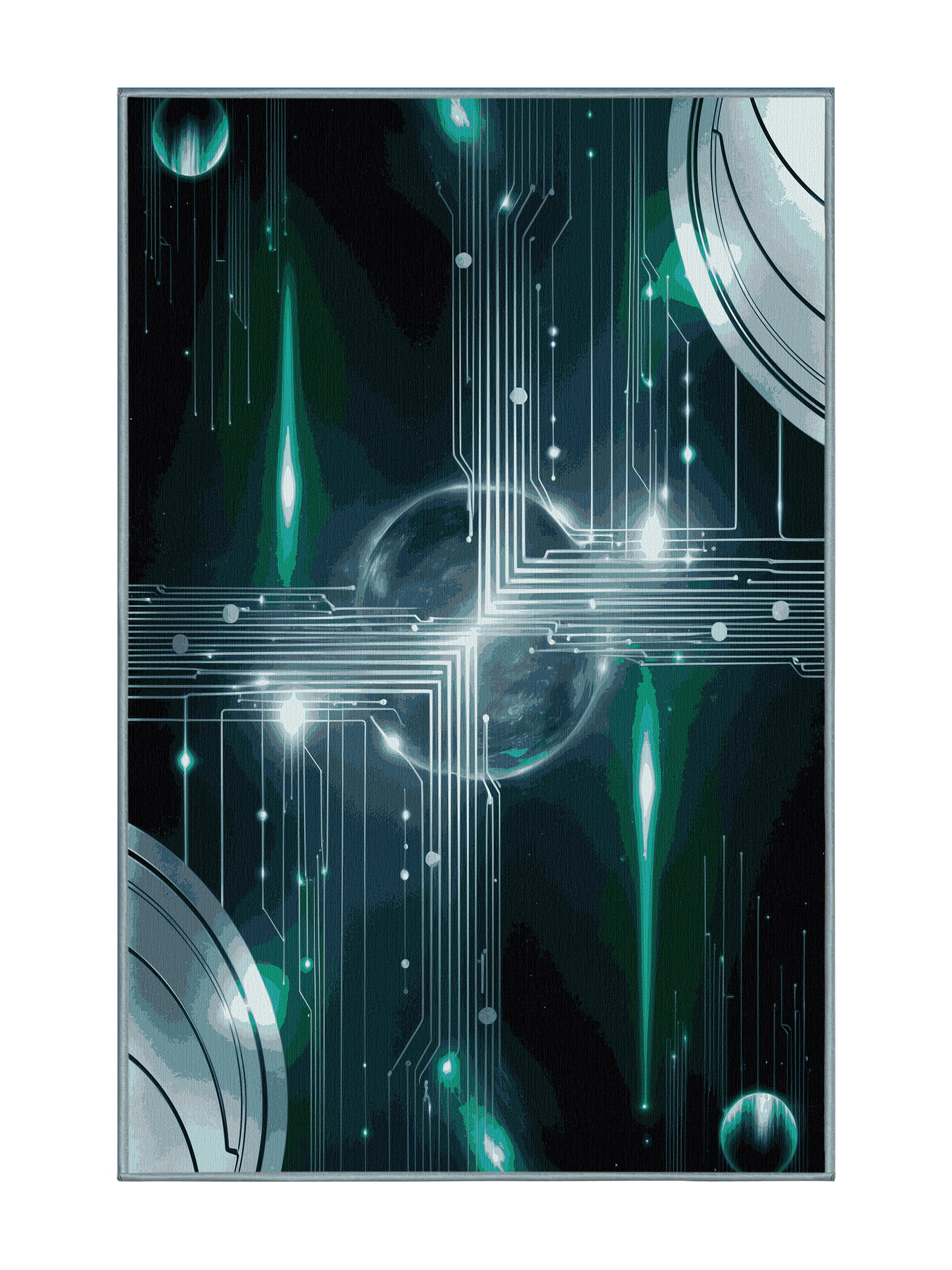 NeoLoom Galaxy Hyperspace Rift - Premium Greenish Blue Modern Area Rug | Plush & Washable Options | Rugolution Home Decor