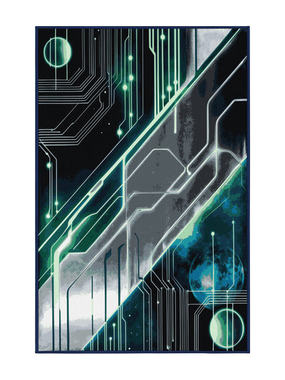 NeoLoom Galaxy Stellar Realm - Premium Black Blue Modern Area Rug | Plush & Washable Options | Rugolution Home Decor