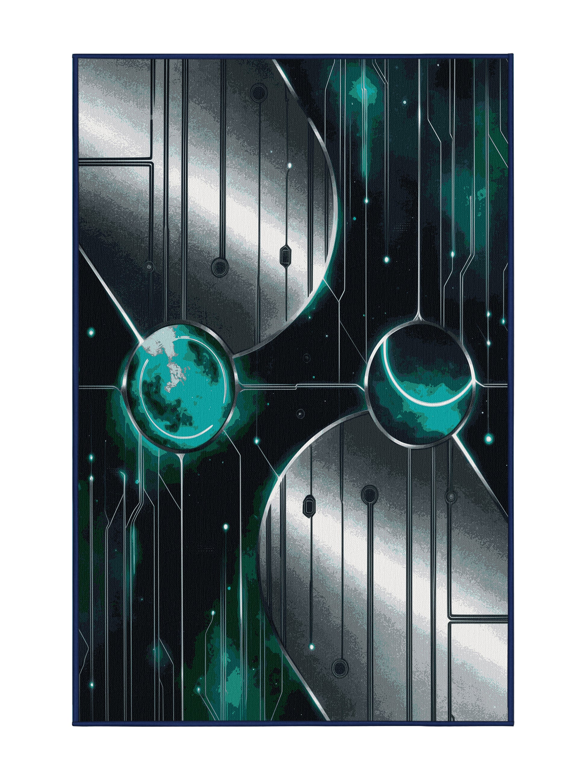 NeoLoom Galaxy Stellar Axis - Premium Black Blue Modern Area Rug | Plush & Washable Options | Rugolution Home Decor