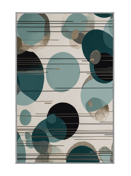 NeoLoom Galaxy Warp Cusp - Premium Grayish Turquoise Modern Area Rug | Plush & Washable Options | Rugolution Home Decor