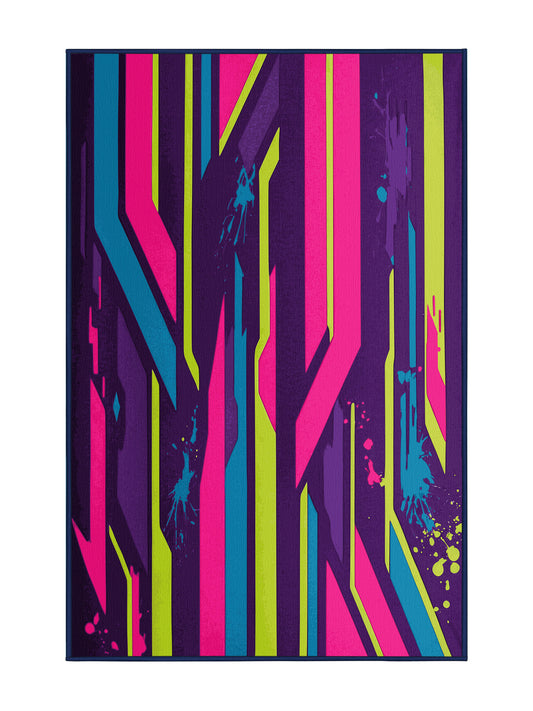 Neon Nexus Gamma Gleam - Premium Purple Jam Modern Area Rug | Plush & Washable Options | Rugolution Home Decor