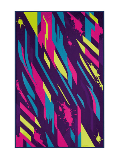 Neon Nexus Plasma Pulse - Premium Purple Iris Modern Area Rug | Plush & Washable Options | Rugolution Home Decor