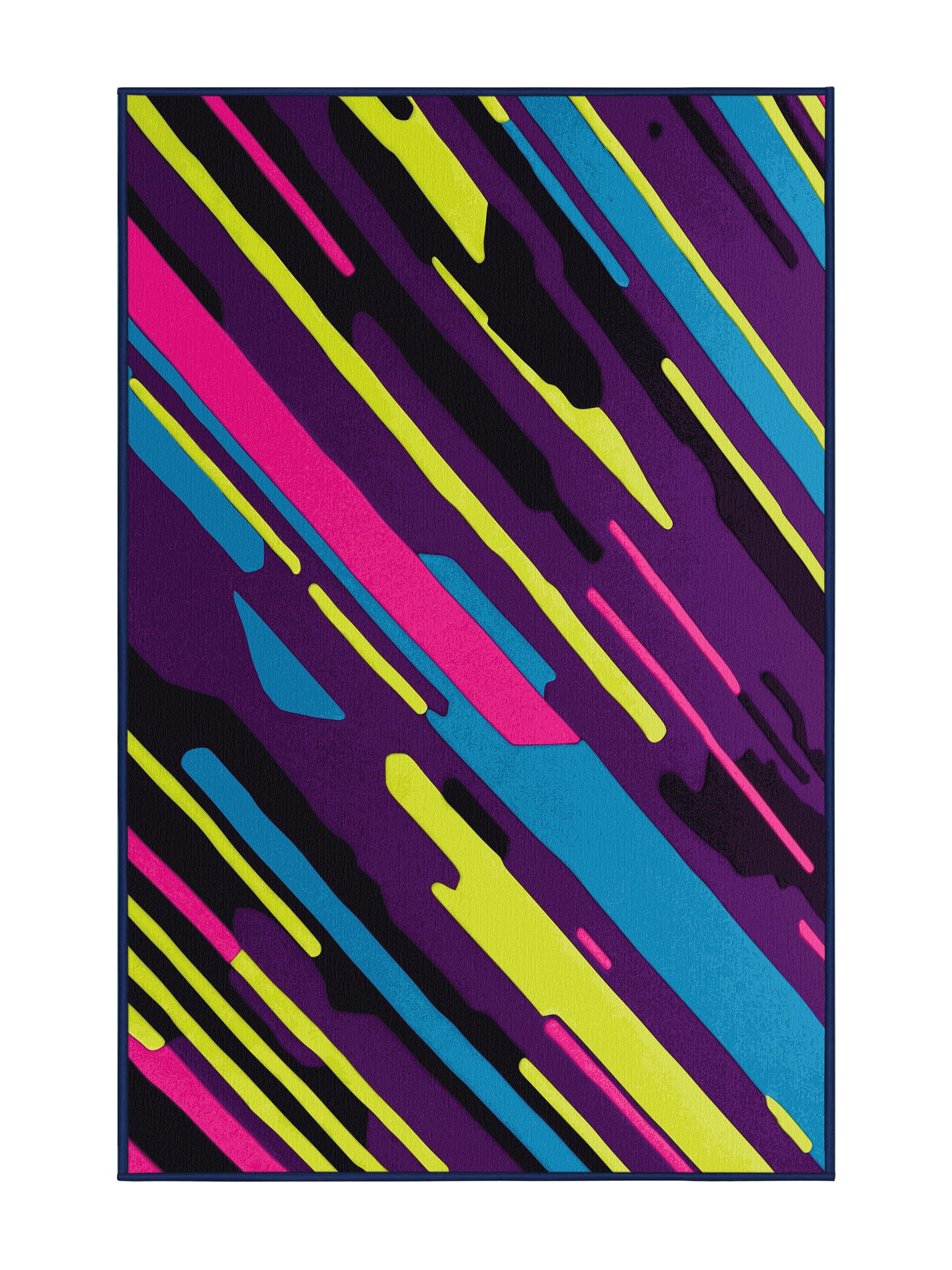 Neon Nexus Prism Spark - Premium Purple Jam Modern Area Rug | Plush & Washable Options | Rugolution Home Decor