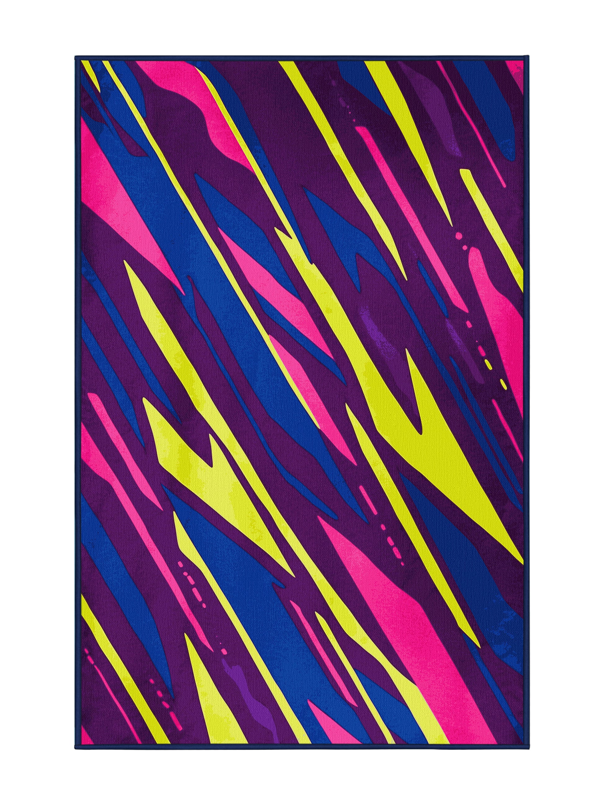 Neon Nexus Synth Sunset - Premium RebeccaPurple (W3C) Modern Area Rug | Plush & Washable Options | Rugolution Home Decor