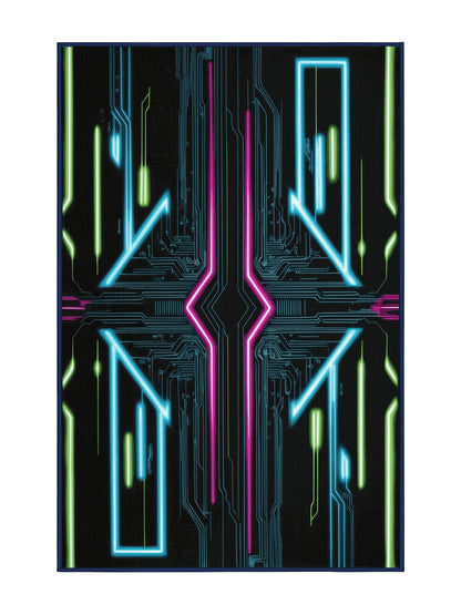 Neon Nexus Electric Nova - Premium Night Modern Area Rug | Plush & Washable Options | Rugolution Home Decor