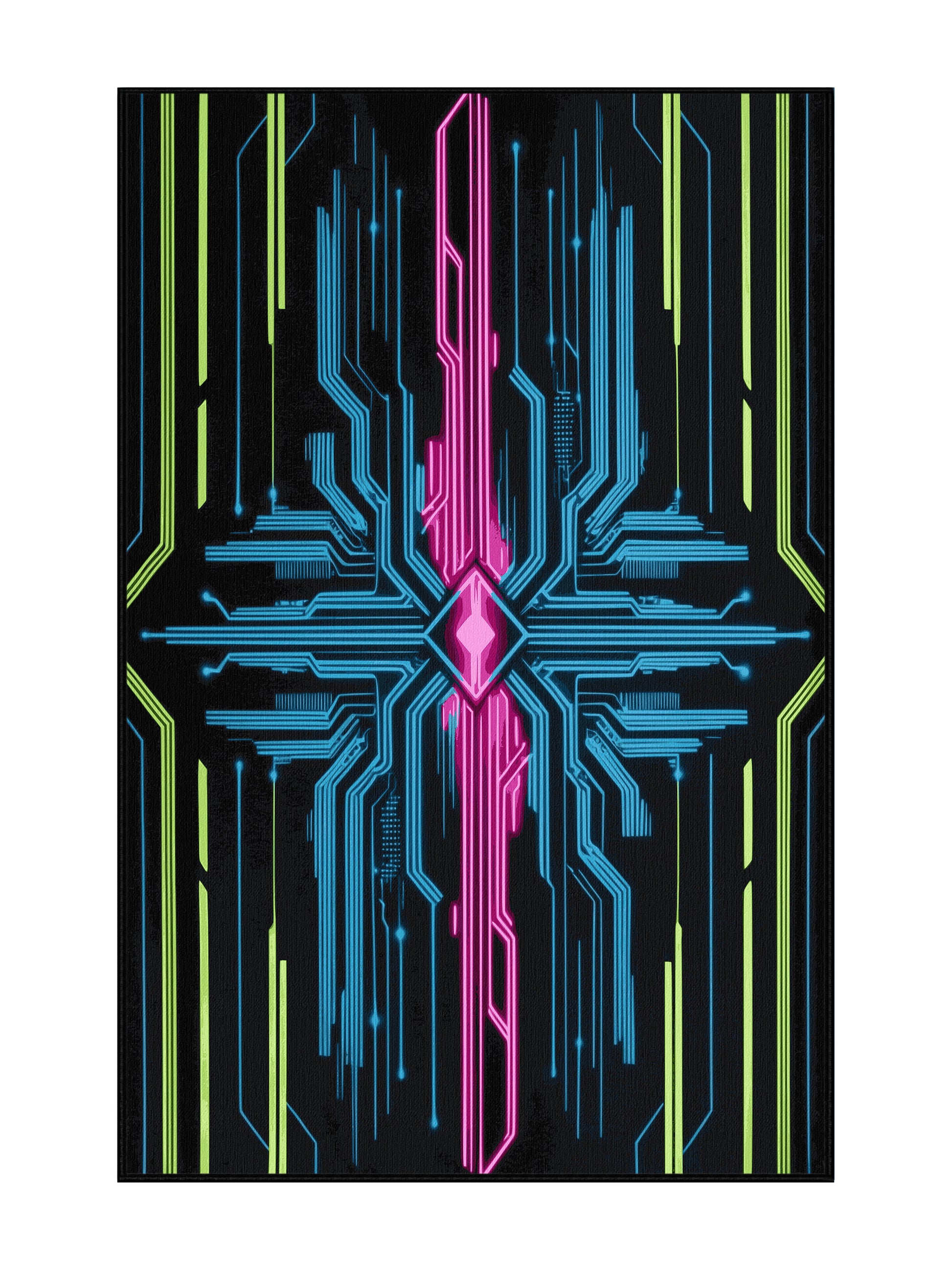 Neon Nexus Cosmic Pulse - Premium Charcoal Blue Modern Area Rug | Plush & Washable Options | Rugolution Home Decor