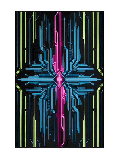 Neon Nexus Cosmic Pulse - Premium Charcoal Blue Modern Area Rug | Plush & Washable Options | Rugolution Home Decor