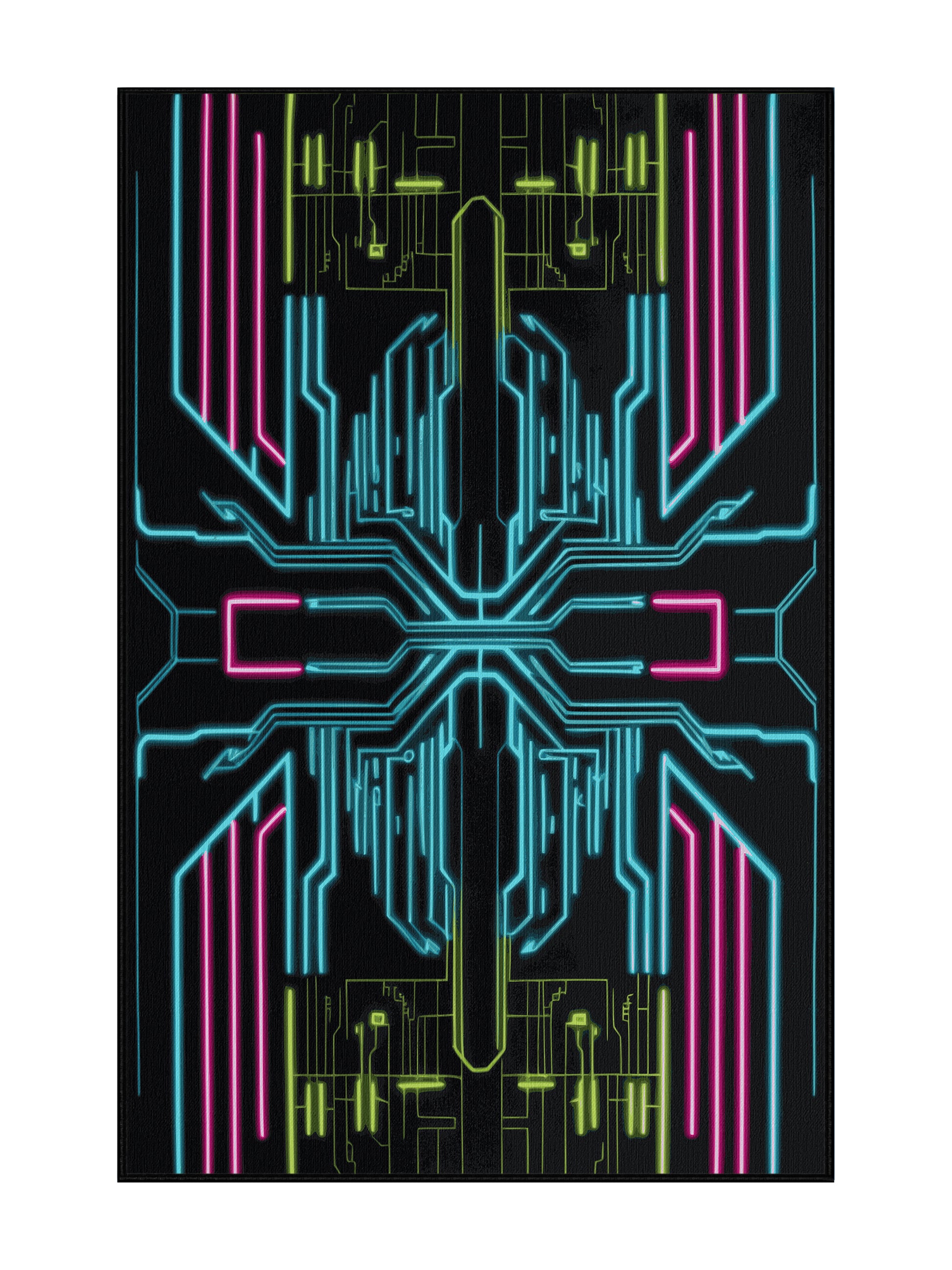 Neon Nexus Spectrum Flight - Premium Gunmetal Modern Area Rug | Plush & Washable Options | Rugolution Home Decor