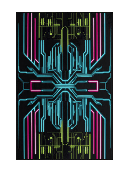 Neon Nexus Spectrum Flight - Premium Gunmetal Modern Area Rug | Plush & Washable Options | Rugolution Home Decor