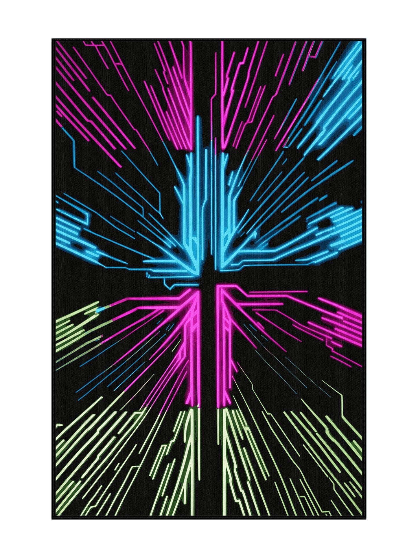 Neon Nexus Neon Cascade - Premium Black (W3C) Modern Area Rug | Plush & Washable Options | Rugolution Home Decor