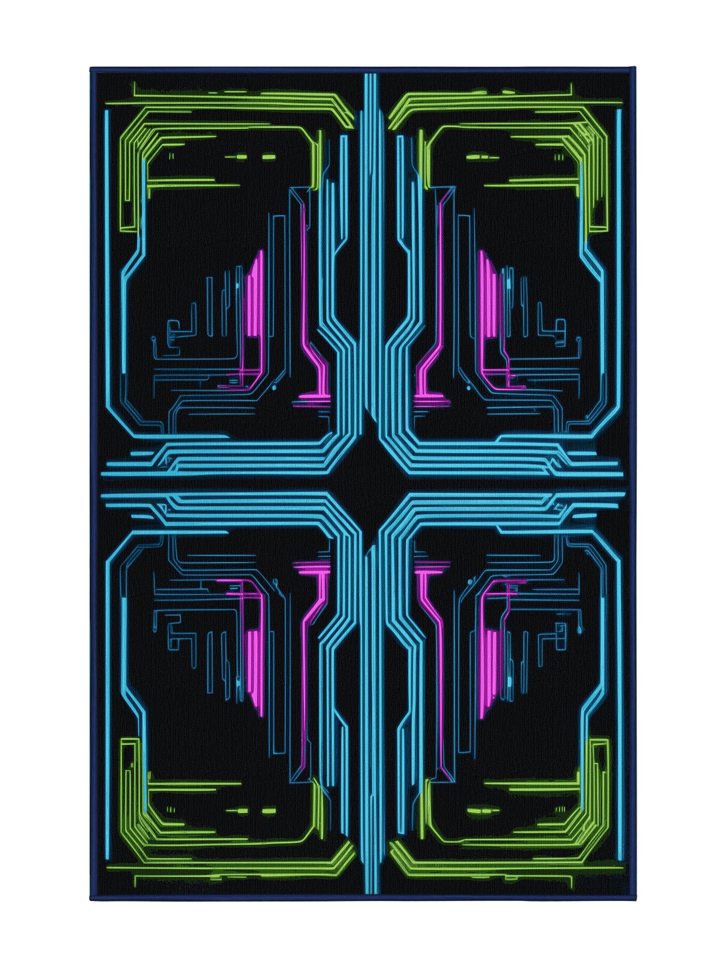 Neon Nexus Cyber Ray - Premium Night Modern Area Rug | Plush & Washable Options | Rugolution Home Decor