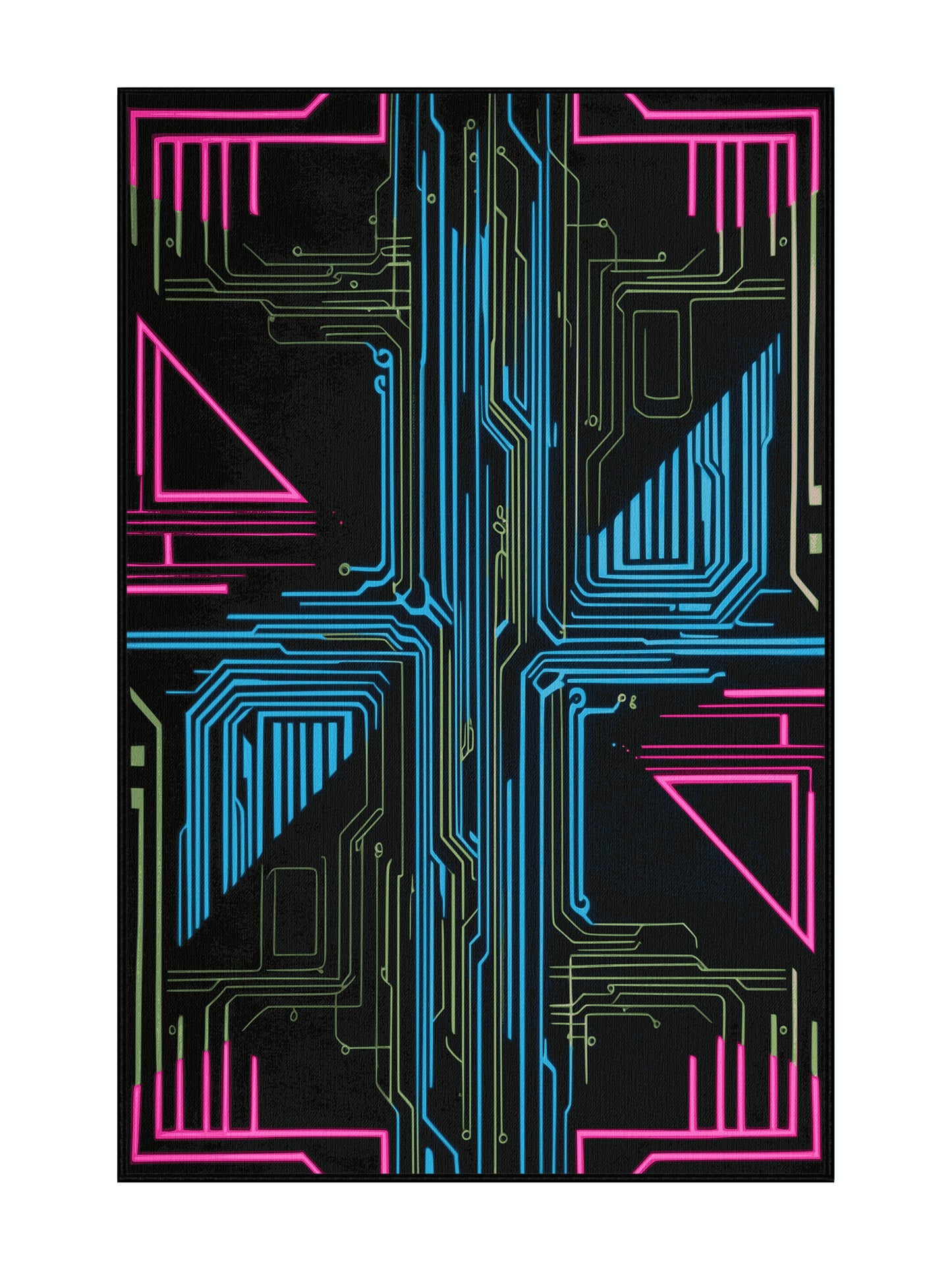 Neon Nexus Photon Slice - Premium Gunmetal Modern Area Rug | Plush & Washable Options | Rugolution Home Decor