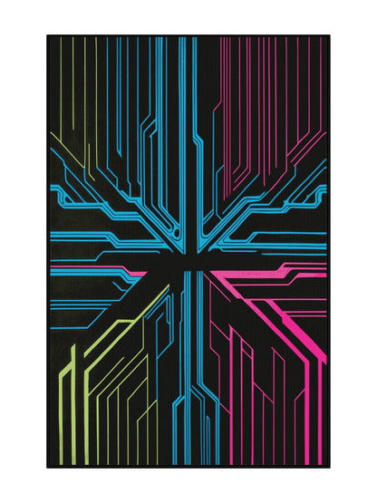 Neon Nexus Pixelated Prism - Premium Iridium Modern Area Rug | Plush & Washable Options | Rugolution Home Decor