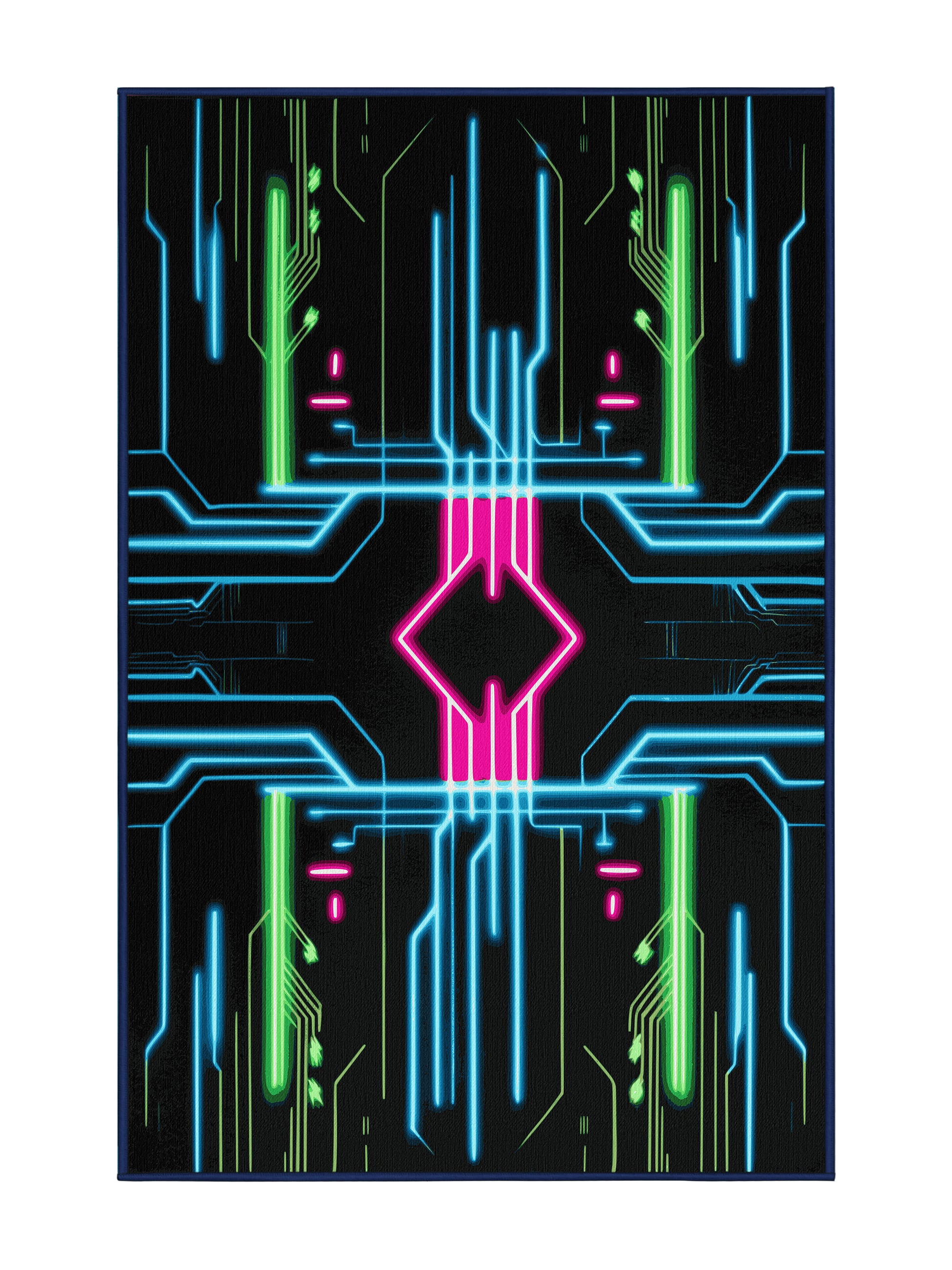 Neon Nexus Technicolor Streak - Premium Night Modern Area Rug | Plush & Washable Options | Rugolution Home Decor