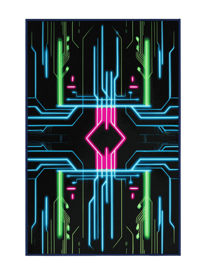 Neon Nexus Technicolor Streak - Premium Night Modern Area Rug | Plush & Washable Options | Rugolution Home Decor