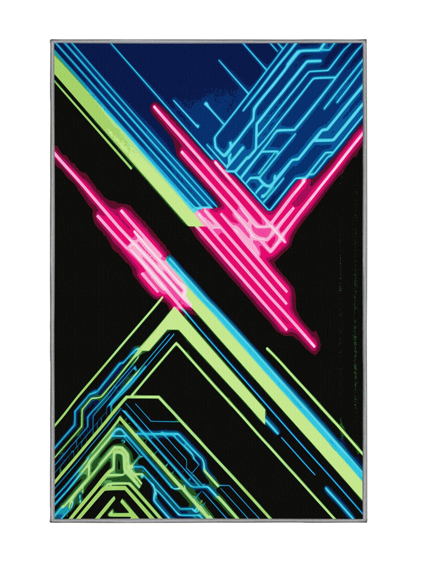 Neon Nexus Fluorescent Echo - Premium Grape Modern Area Rug | Plush & Washable Options | Rugolution Home Decor