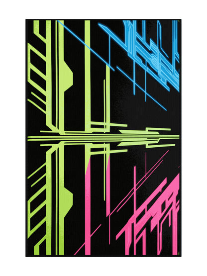 Neon Nexus Matrix Glow - Premium Black (W3C) Modern Area Rug | Plush & Washable Options | Rugolution Home Decor