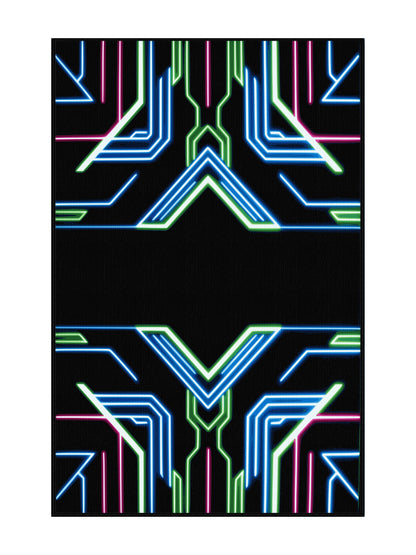 Neon Nexus Plasma Dusk - Premium Dark Slate Modern Area Rug | Plush & Washable Options | Rugolution Home Decor