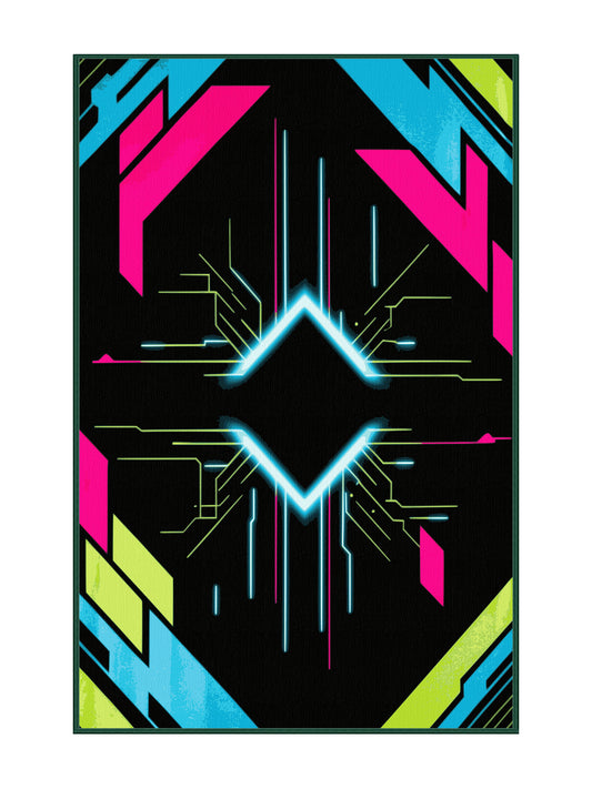 Neon Nexus Cyber Swirl - Premium Night Modern Area Rug | Plush & Washable Options | Rugolution Home Decor