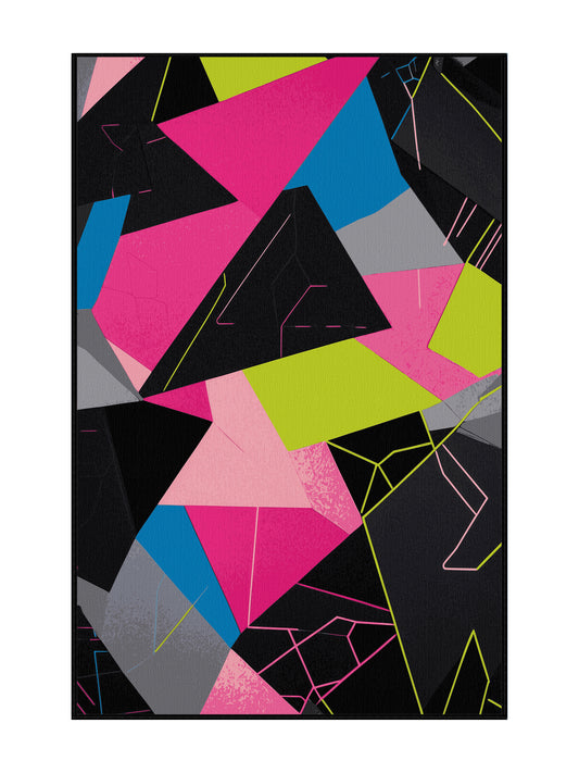 Neon Nexus Synth Glow - Premium Gunmetal Modern Area Rug | Plush & Washable Options | Rugolution Home Decor