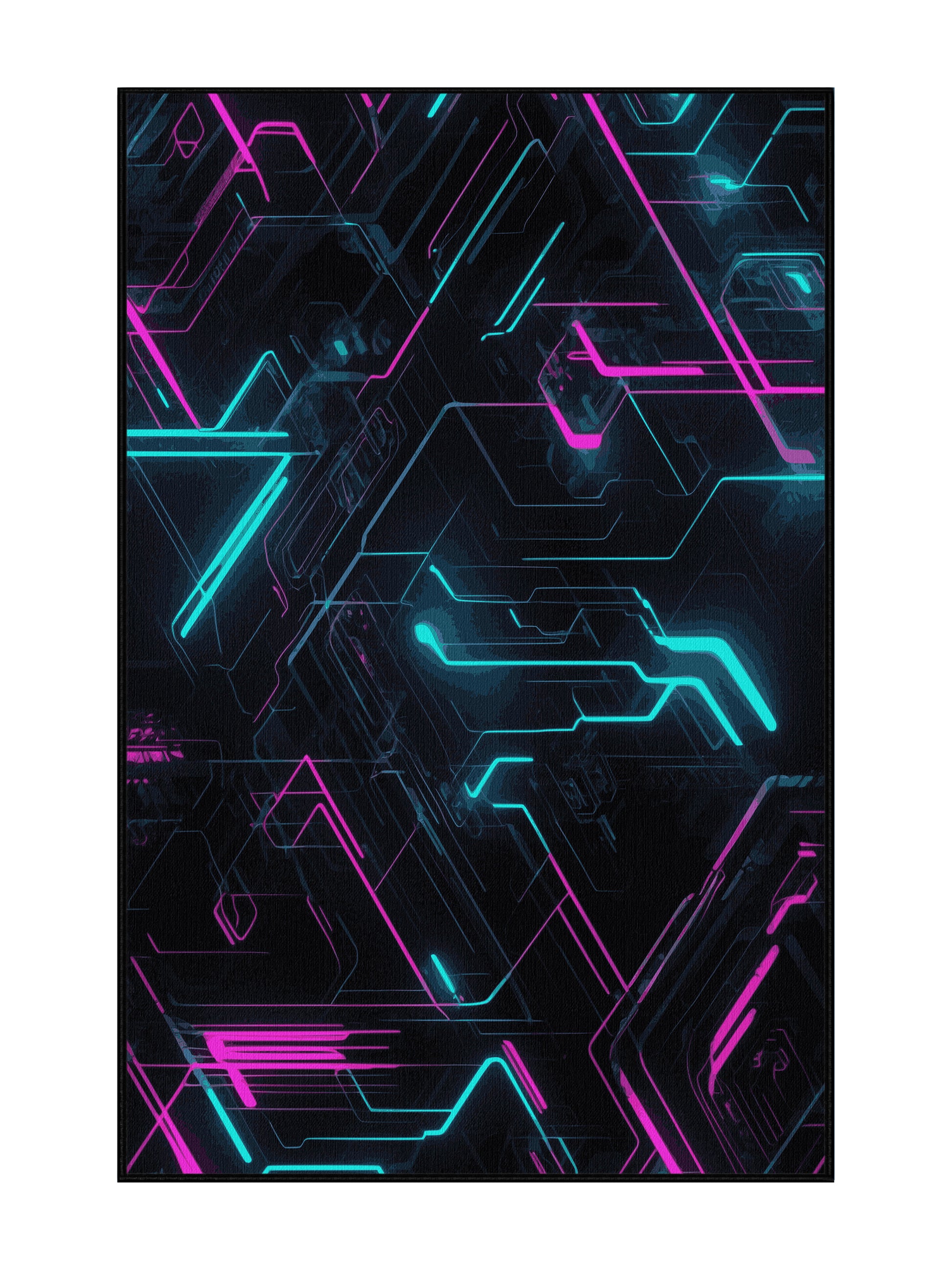 Neon Nexus Hyper Spectra - Premium Dark Slate Modern Area Rug | Plush & Washable Options | Rugolution Home Decor