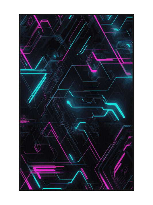 Neon Nexus Hyper Spectra - Premium Dark Slate Modern Area Rug | Plush & Washable Options | Rugolution Home Decor