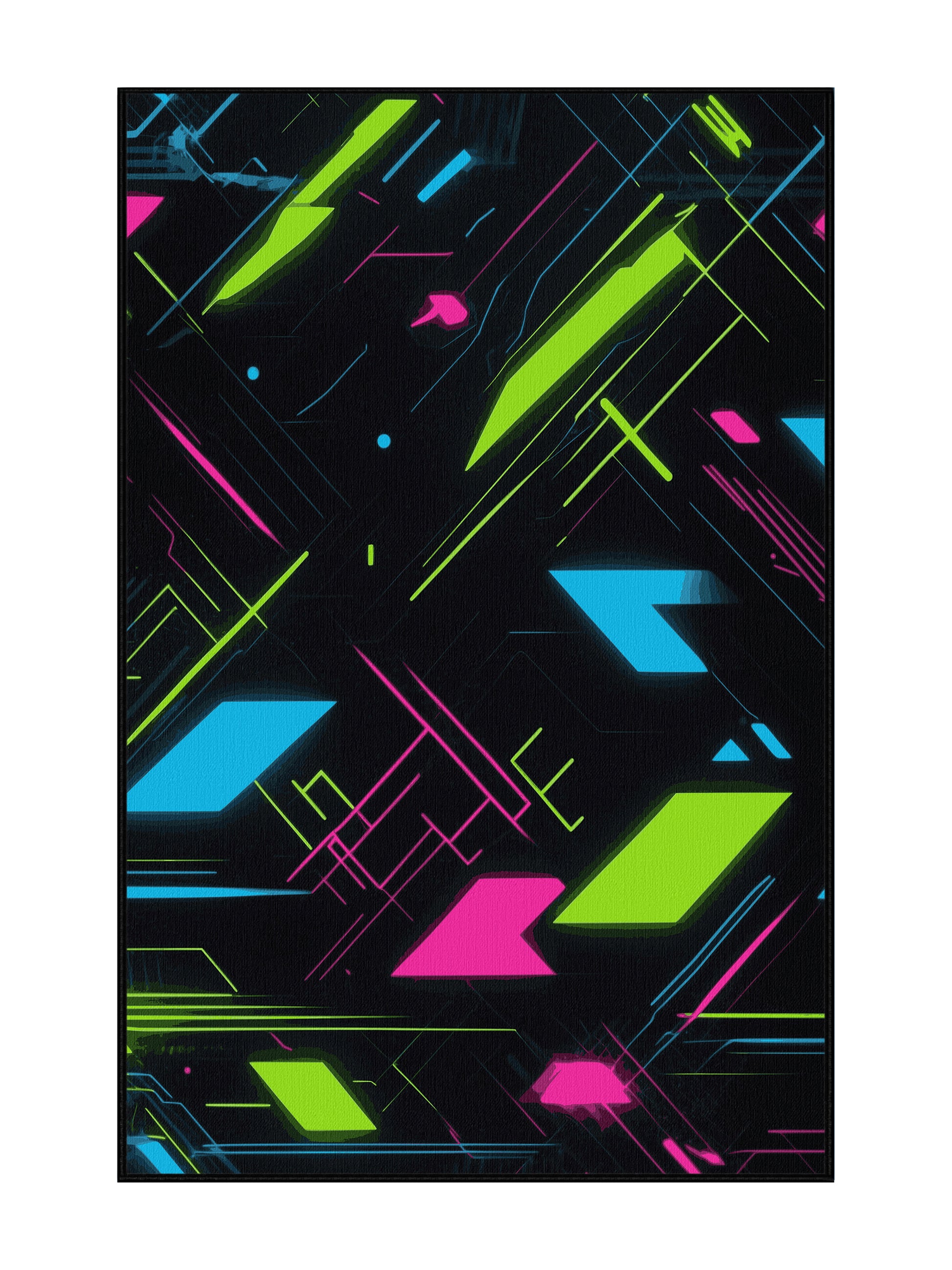 Neon Nexus Pixel Rift - Premium Gunmetal Modern Area Rug | Plush & Washable Options | Rugolution Home Decor