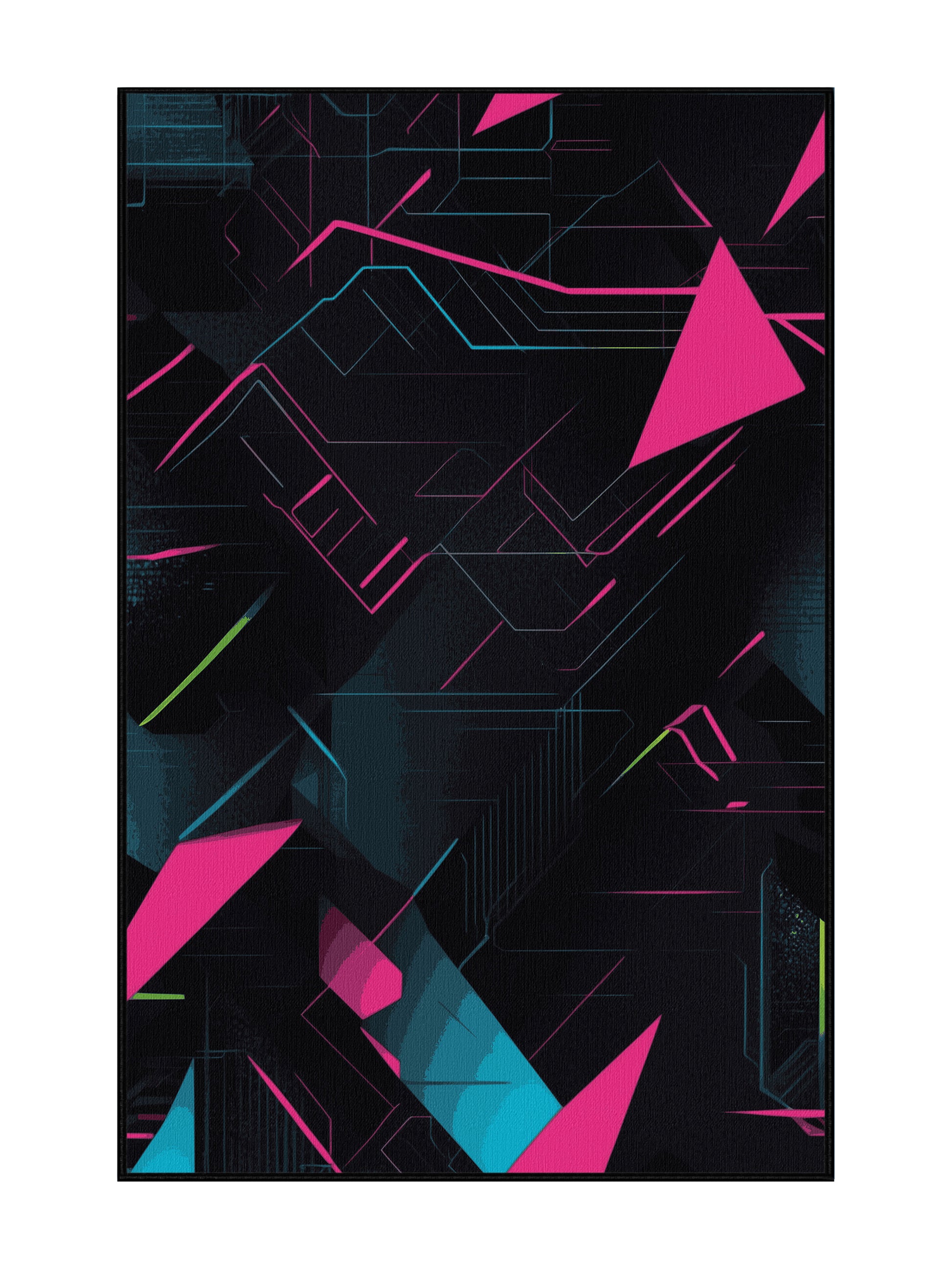 Neon Nexus Spectrum Trails - Premium Charcoal Blue Modern Area Rug | Plush & Washable Options | Rugolution Home Decor