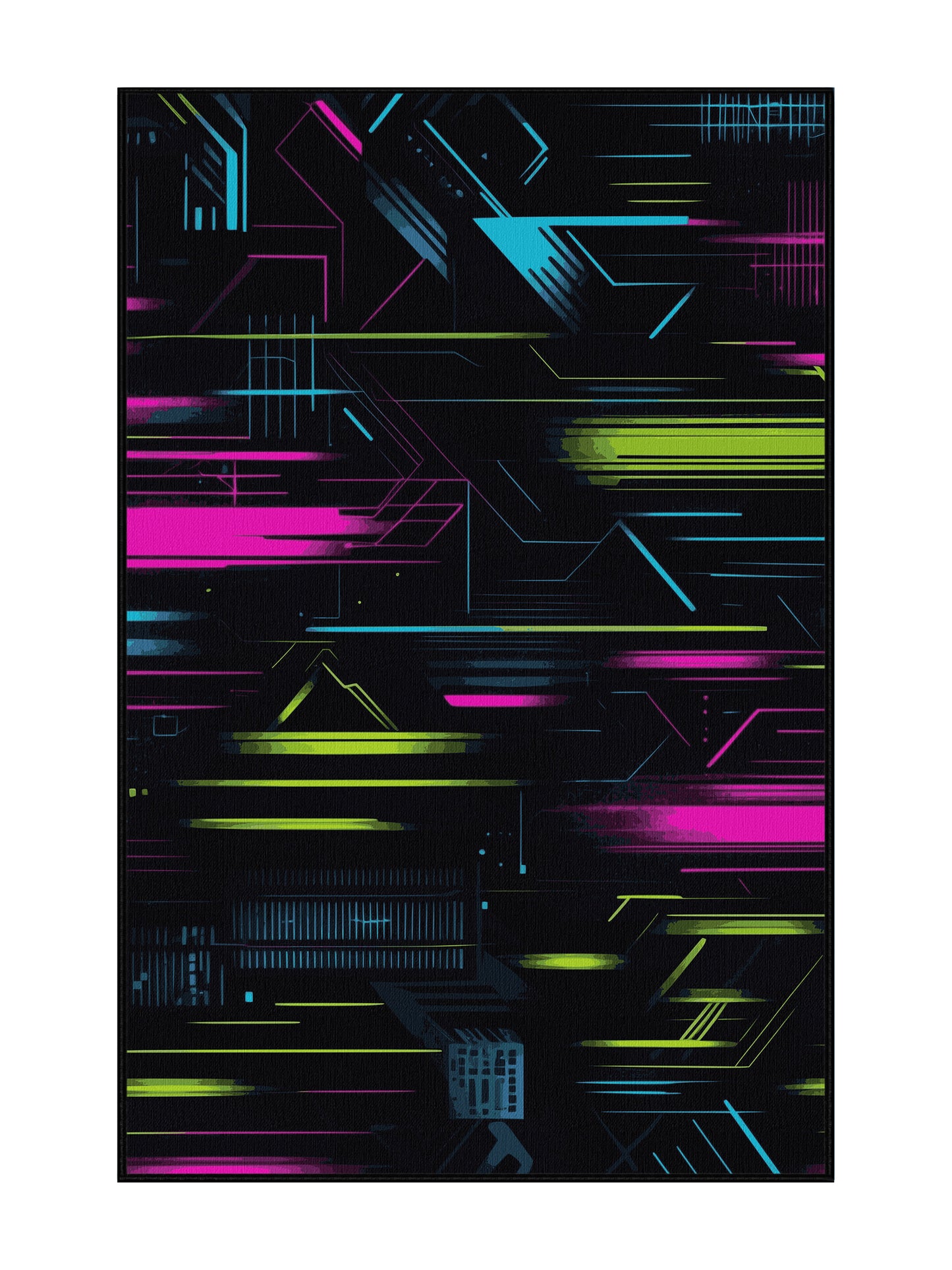 Neon Nexus Aurora Circuit - Premium Charcoal Blue Modern Area Rug | Plush & Washable Options | Rugolution Home Decor