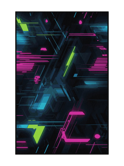 Neon Nexus Photon Gleam - Premium Dark Slate Modern Area Rug | Plush & Washable Options | Rugolution Home Decor