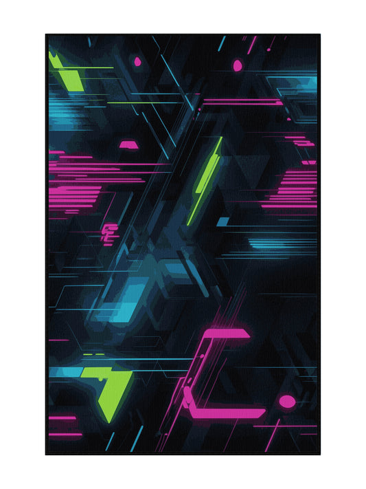 Neon Nexus Photon Gleam - Premium Dark Slate Modern Area Rug | Plush & Washable Options | Rugolution Home Decor