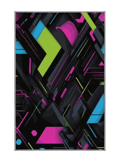 Neon Nexus Cosmic Nexus - Premium Midnight Modern Area Rug | Plush & Washable Options | Rugolution Home Decor