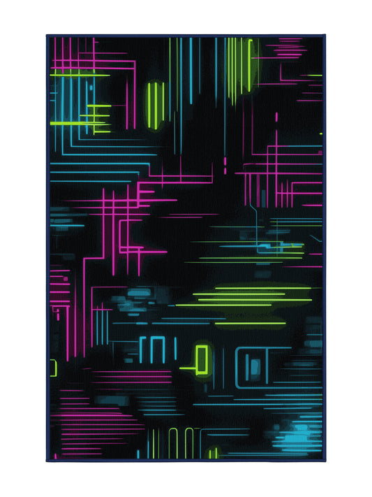 Neon Nexus Prism Fade - Premium Night Modern Area Rug | Plush & Washable Options | Rugolution Home Decor