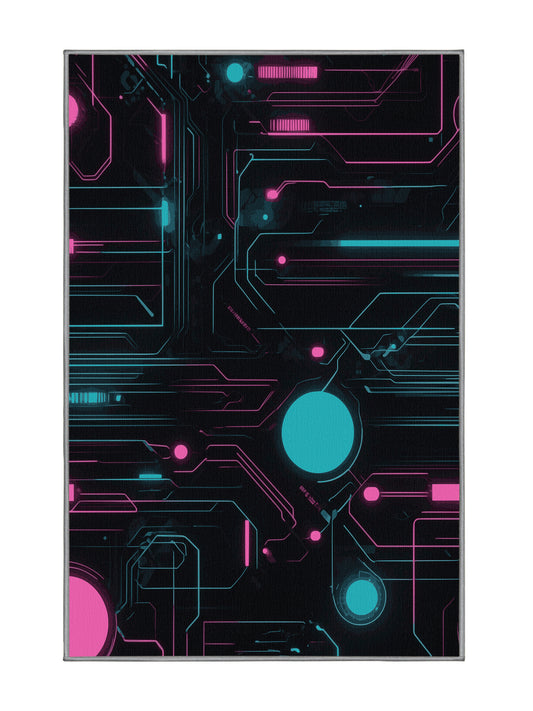 Neon Nexus Velocity Glow - Premium Grape Modern Area Rug | Plush & Washable Options | Rugolution Home Decor