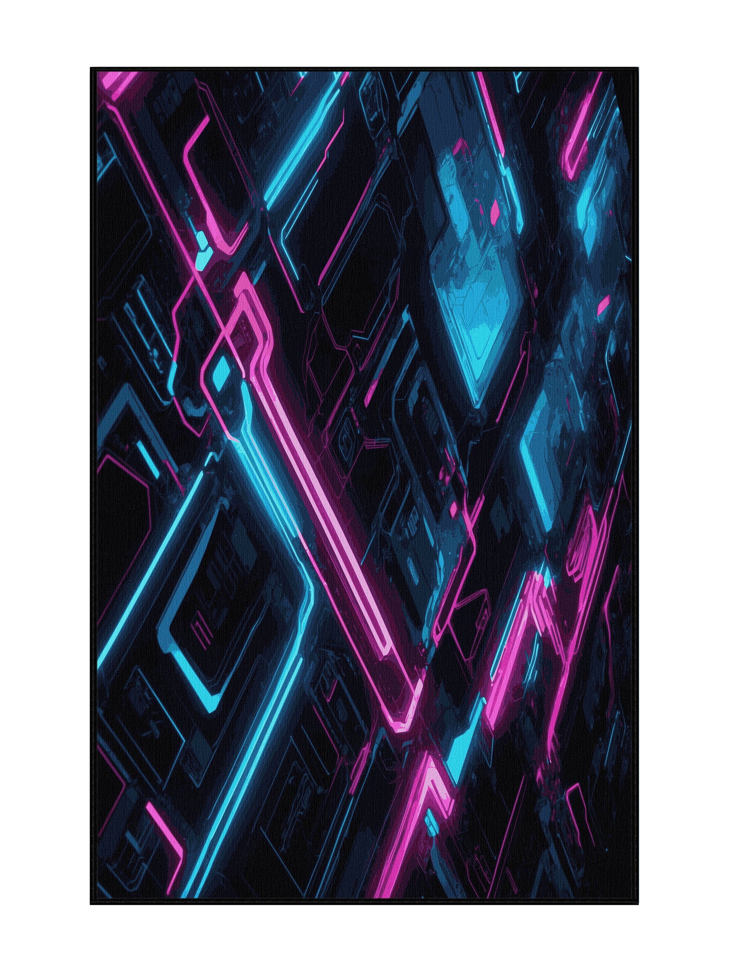 Neon Nexus Chroma Dive - Premium Dark Slate Modern Area Rug | Plush & Washable Options | Rugolution Home Decor