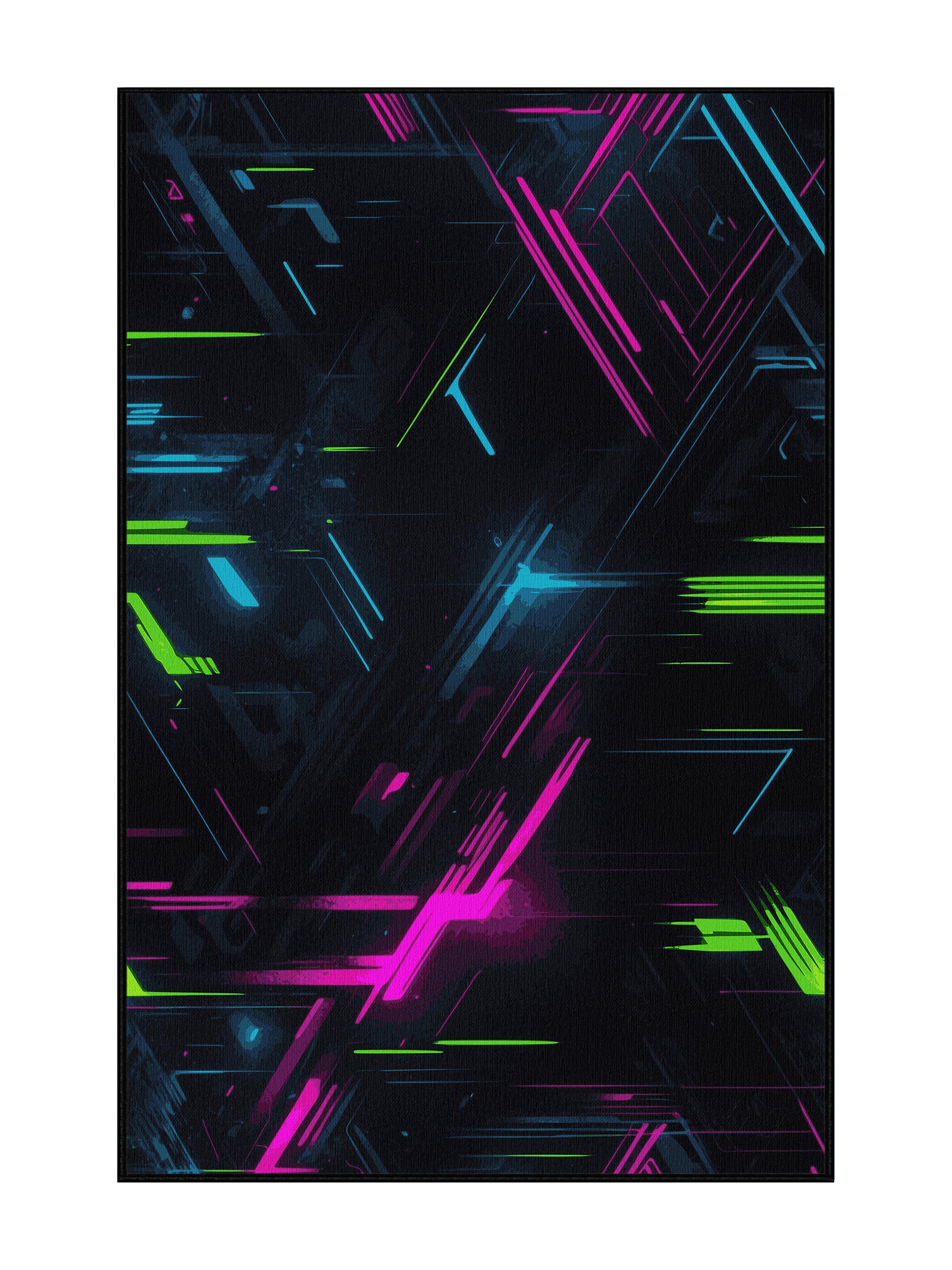 Neon Nexus Dynamic Glow - Premium Charcoal Blue Modern Area Rug | Plush & Washable Options | Rugolution Home Decor