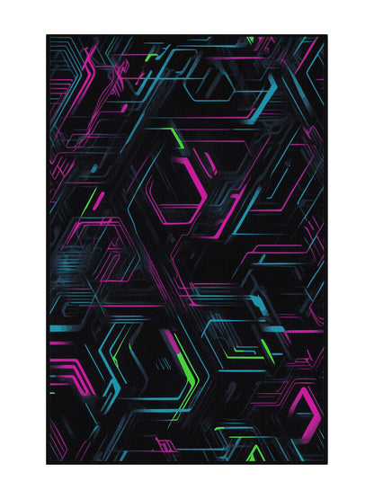 Neon Nexus Spectrum Beats - Premium Charcoal Blue Modern Area Rug | Plush & Washable Options | Rugolution Home Decor