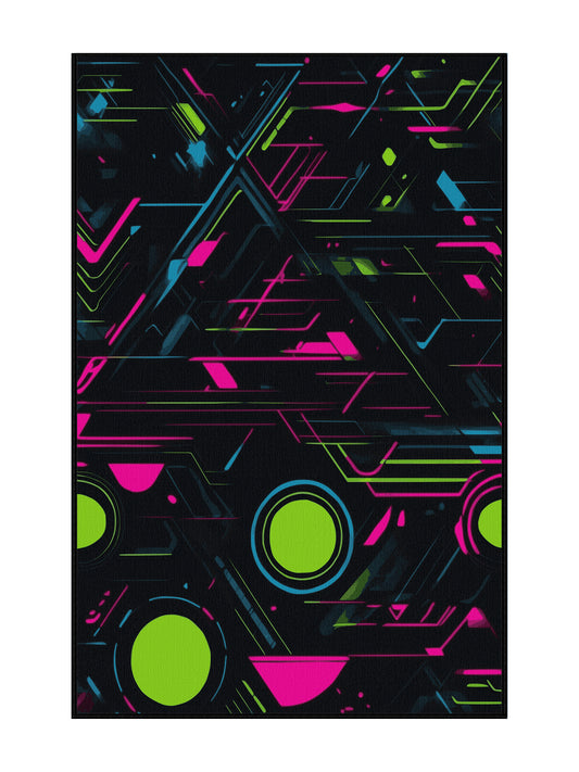 Neon Nexus Plasma Focus - Premium Gunmetal Modern Area Rug | Plush & Washable Options | Rugolution Home Decor