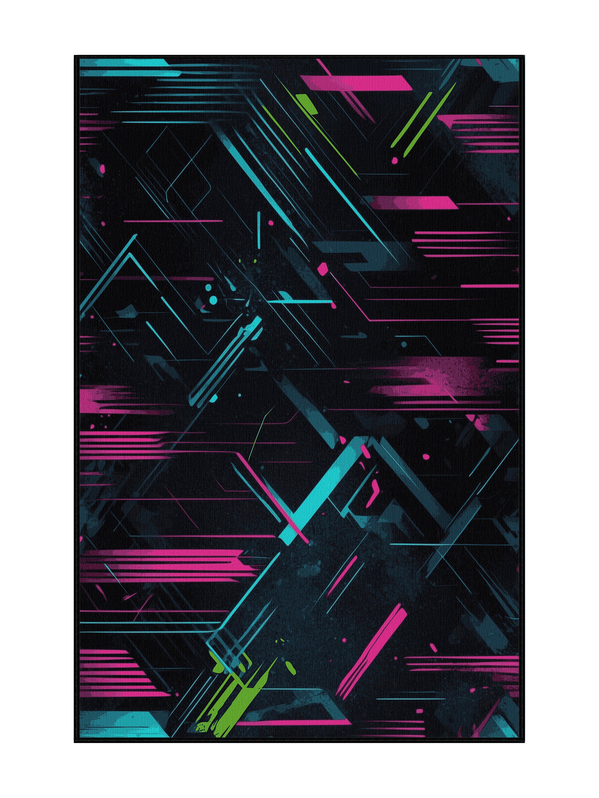 Neon Nexus Kinetic Prism - Premium Charcoal Blue Modern Area Rug | Plush & Washable Options | Rugolution Home Decor